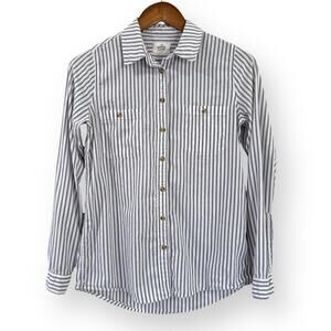 Marine Layer Shirt Womens XS Blue White Striped Long Sleeve Button Up Pockets
